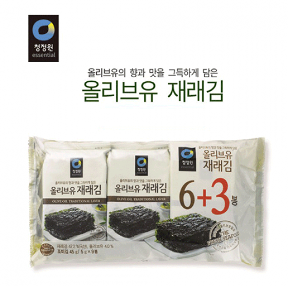 韓國岩燒海苔(重口味有加橄欖油)올리브유재래김5g/9包 全新 G-4431